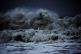 波,海,臉