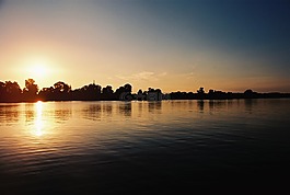 太陽,湖,鏡像