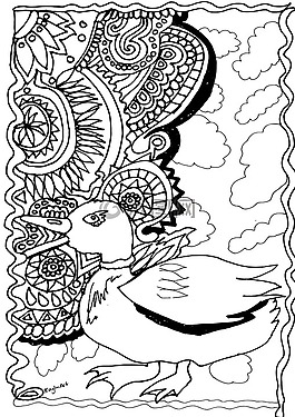 鸭,着色页,设计