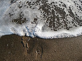 足跡,沖浪,波