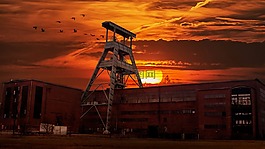 herten,zeche埃瓦尔德,日落