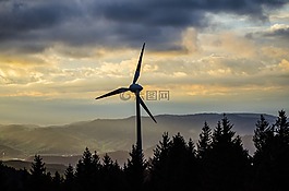 風(fēng)車,黑色的森林,風(fēng)力發(fā)電機(jī)組