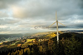 風(fēng)車,黑色的森林,風(fēng)力發(fā)電機(jī)組