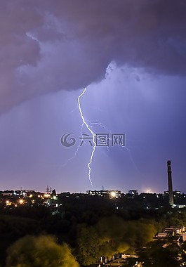 閃電,雷暴,夜