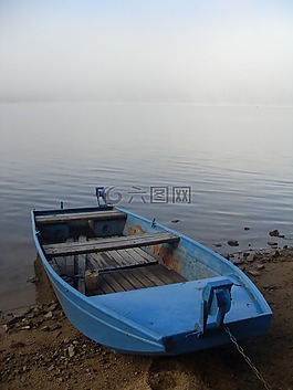 船,藍色,湖