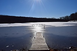 冬天,湖,太阳