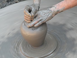 粘土,手,工作