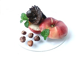 桃,名牌,堅果