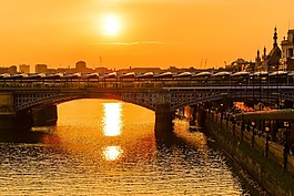 倫敦,橋,日落