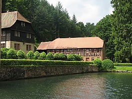 fachwerkhaus,湖,spessart