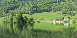 挪威,湖,綠色