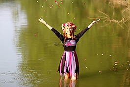 女孩,金發(fā),花圈