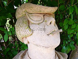 雕塑,石,吸煙