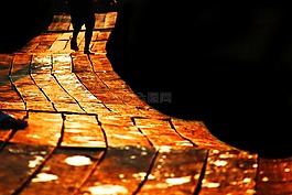 路徑,走,日落