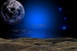 夜,天空,湖