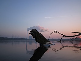 日落,冬天,geforener