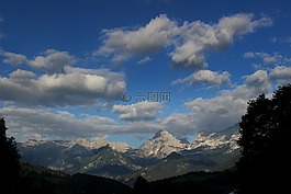 天空,山,藍色