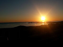 日落,海,傍晚的天空
