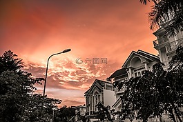 日落,越南,天空