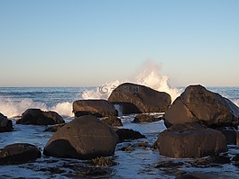 波,海,石