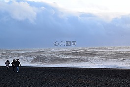 海,波,冰島