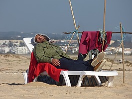 睡眠,海灘,男子