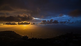 日落,全景,性质