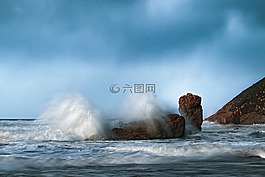 海,海灘,波