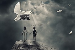 兒童,鴿子,和諧