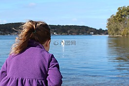 女孩,水,戶外