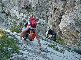 登山者,陡,降落