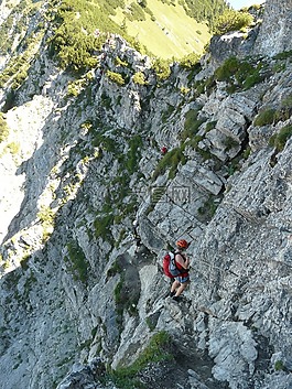 横,攀登,登山者