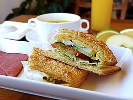 早餐,湯,火腿