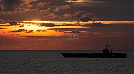 日落,水,海洋