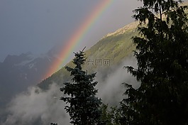 霞慕尼,彩虹,天空