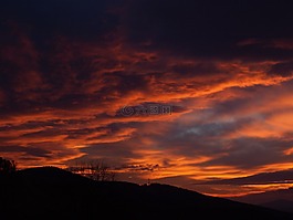 日出,全景,天空
