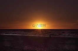 日落,太陽,海