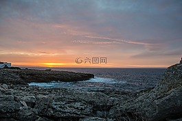海,黎明,太陽