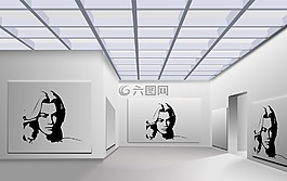 空間,畫廊,女子