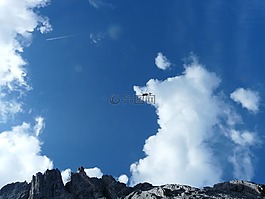直升機,云,山