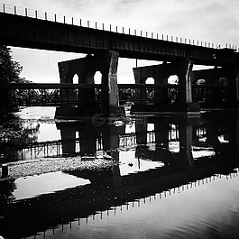 橋,鐵路,河