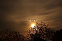 月球,云,天空