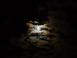 夜,月球,云