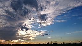 天空,日落,云