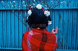 蓝色,墙,门