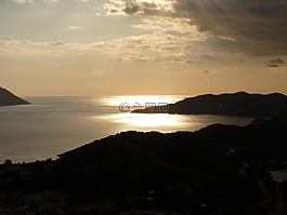 海,島,日落