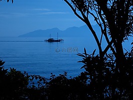 船,藍色,海