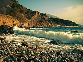 波,海,石