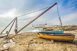 漁船,海洋,燈塔