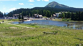 溫泉,池塘,高山景觀